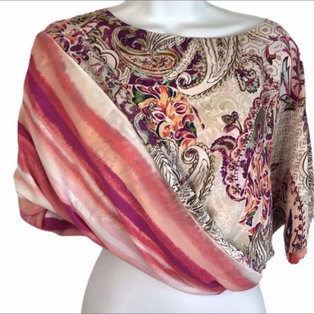 Chico's reversible top Paisley & stripes NWT